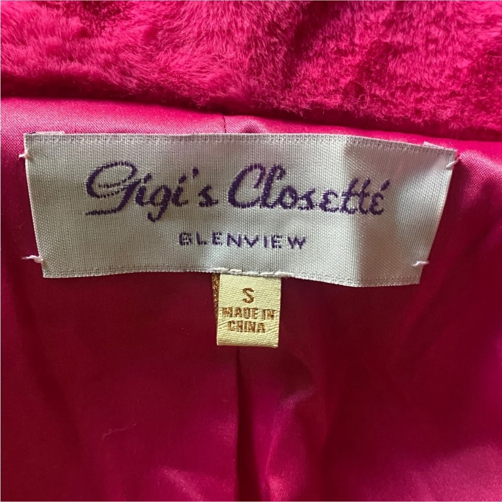 Gigi's Closette Coat Foux Fur Hot Pink Teddy Midi Coat Jacket New size Small - Picture 13 of 13